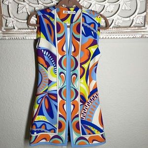 Zara retro multi color mini dress XS